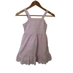 Cat & Jack Kids Pink Gingham Cotton Sundress with Eyelet Hem Girls Size M (7/8)